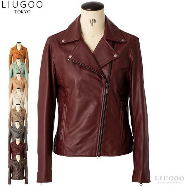 LIUGOO 本革 ダブルライダースジャケット レディース リューグー