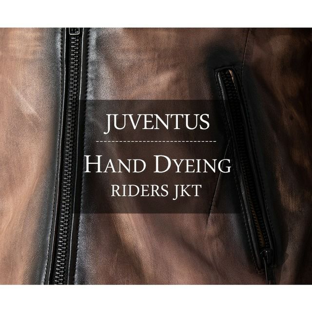 JUVENTUS 本革 手染めシングルライダースジャケット メンズ ユベントス