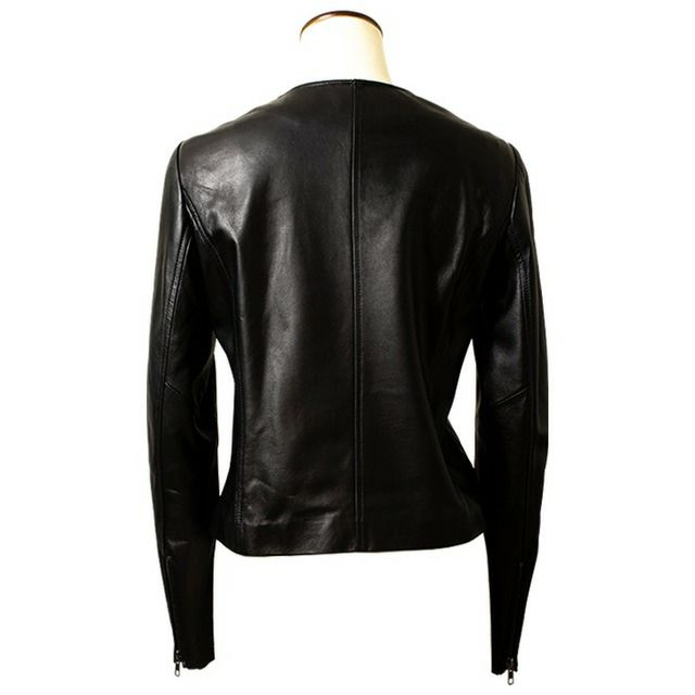 JEAN-LOUIS SCHERRER 本革 ノーカラーダブルライダースジャケット