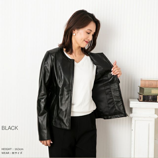 JEAN-LOUIS SCHERRER 本革 ノーカラーシングルライダース