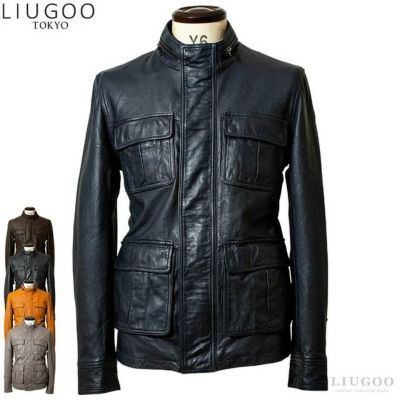 LIUGOO 本革 M-65タイプ レザーフィールドジャケット メンズ リューグー SFJ24A レザージャケット 革ジャン ブルゾン |  レザージャケット・革ジャンの通販 リューグー