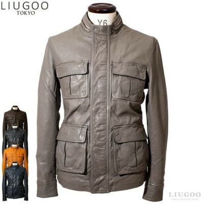 LIUGOO 本革 M-65タイプ レザーフィールドジャケット メンズ リューグー SFJ24A レザージャケット 革ジャン ブルゾン |  レザージャケット・革ジャンの通販 リューグー