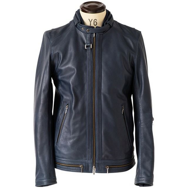 LIUGOO 本革 シングルライダースジャケット メンズ リューグー SRS16A