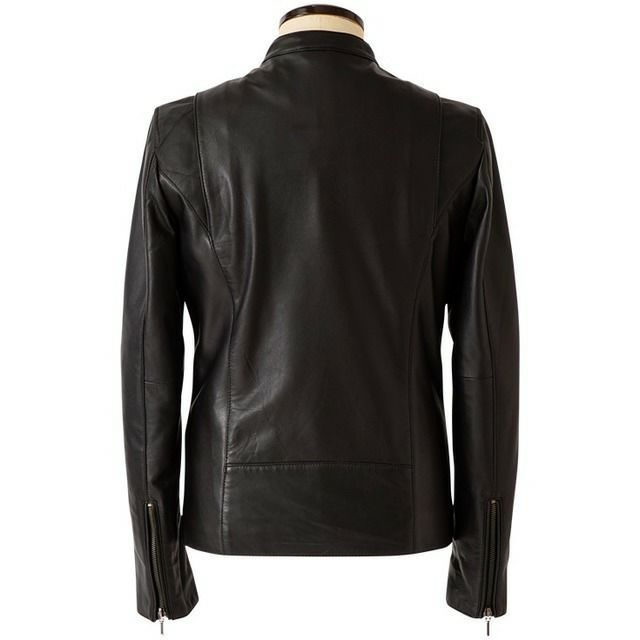 LIUGOO 本革 キャスケード ダブルライダースジャケット メンズ