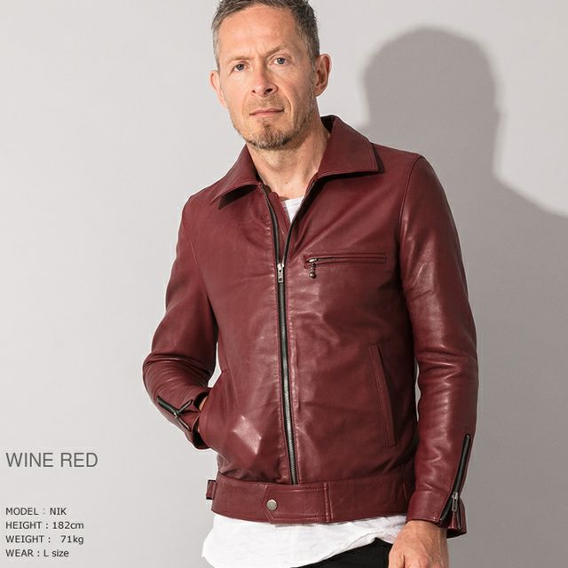 Liugoo Leathers 本革 UK襟付きシングルライダースジャケット メンズ 