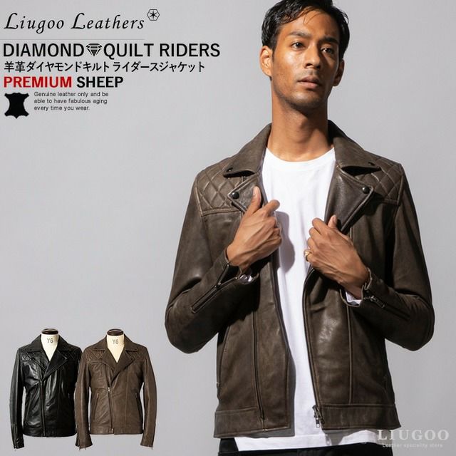 Liugoo Leathers 本革 パッドダブルライダースジャケット メンズ リューグーレザーズ DRY11A ライダースジャケット レザージャケット  レザージャケット・革ジャンの通販 リューグー