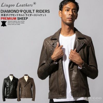 Liugoo Leathers 本革 パッドダブルライダースジャケット メンズ