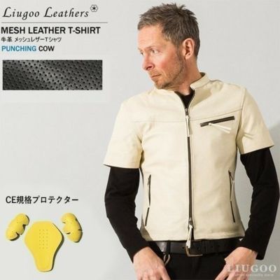 Liugoo Leathers 本革 メッシュレザーＴシャツ メンズ リューグー 