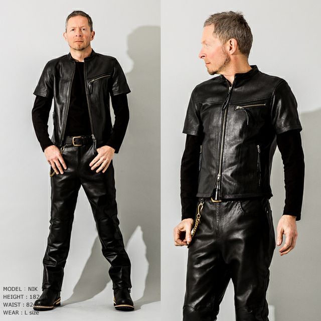 Liugoo Leathers 本革 UKダブルライダースジャケット メンズ