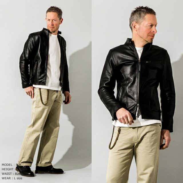 専用Liugoo Leathers リューグーレザーズ　ライダースジャケット Liugoo Leathers 本革 UK襟付きシングルライダースジャケット