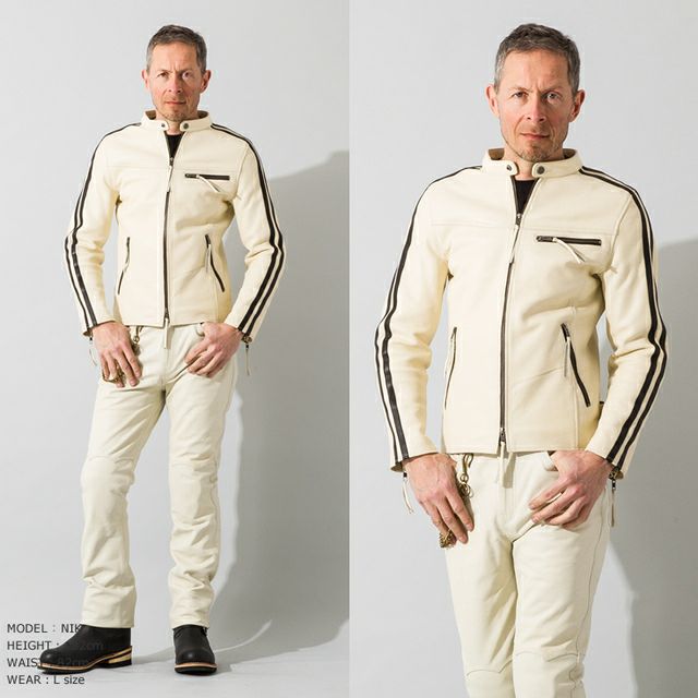 Liugoo Leathers 本革 メッシュレザー 2ラインシングル