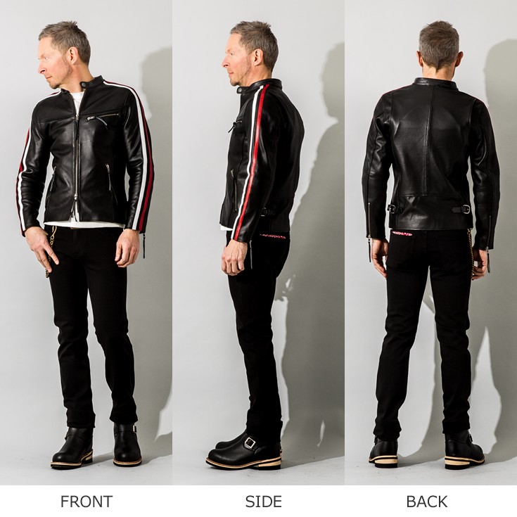 Liugoo Leathers 本革 メッシュレザー 2ラインシングルライダース 