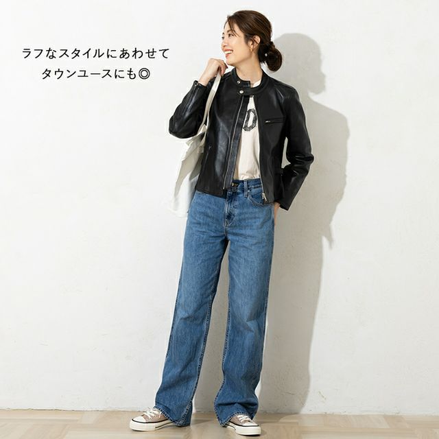 LIUGOO 本革 ダブルライダースジャケット レディース リューグー