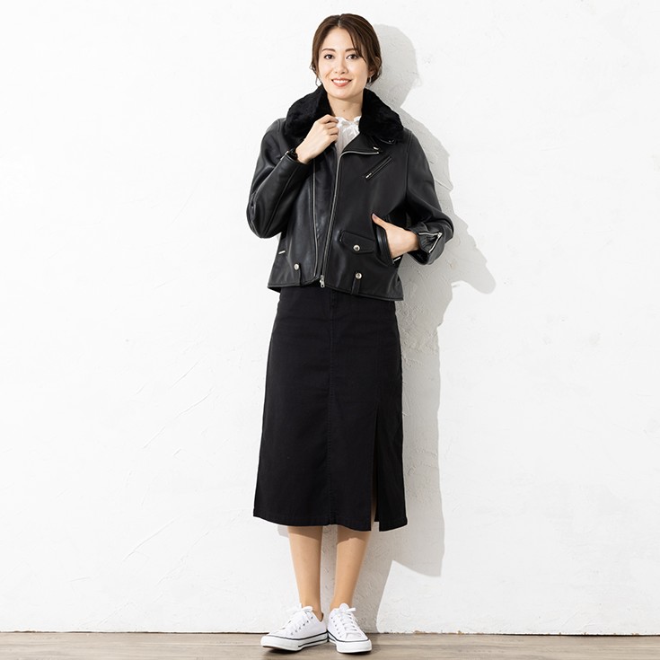 LIUGOO 本革 襟ボアダブルライダース レディース リューグー DRY09LA 