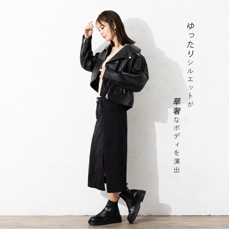 LIUGOO 本革 オーバーサイズダブルライダース レディース リューグー 