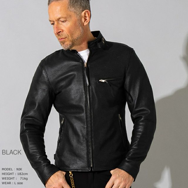 Liugoo Leathers パンチングレザージャケット　ライダース　メッシュ Liugoo Leathers 本革 メッシュレザー シングルライダース