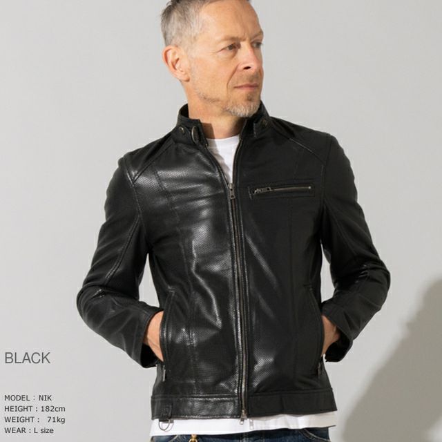 リューグーレザーパンチングジャケット 楽天市場】Liugoo Leathers 本革 メッシュレザー シングル