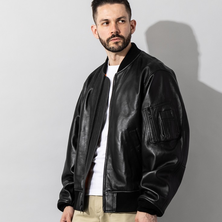 Liugoo Leathers 本革 MA-1フライトジャケット メンズ リューグー 