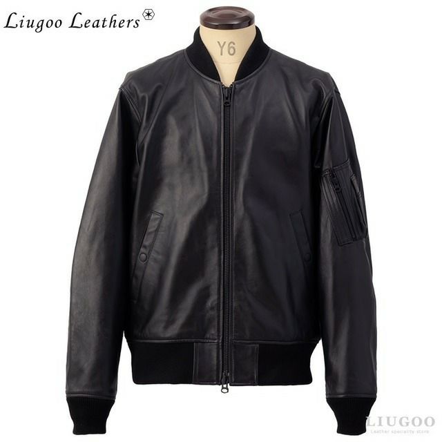 Liugoo Leathers 本革 MA-1フライトジャケット メンズ リューグー