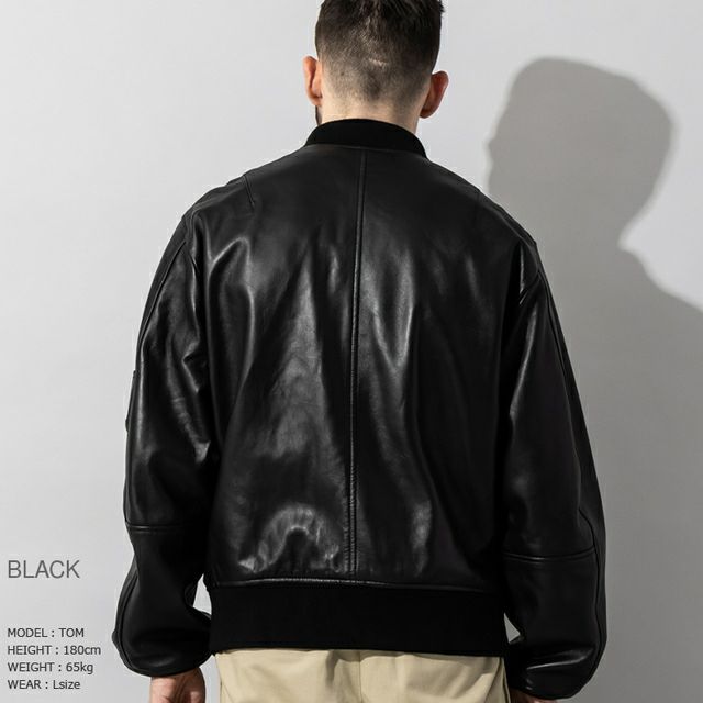 Lui's ブラック MA-1 フライトジャケット Lui's（ルイス）の「ダブルジップ BIG MA-1/ボンバージャケット