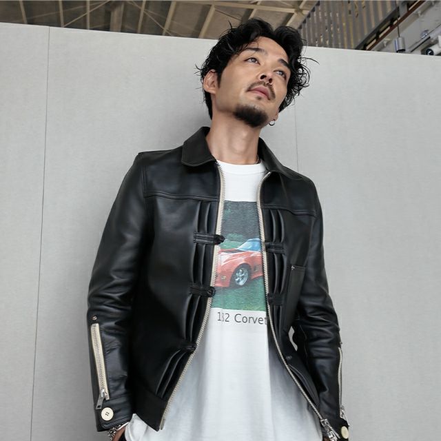Vallet ブラックレザージャケット VALLET 本革 ダブルライダースジャケット メンズ ヴァレット