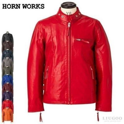 HORN WORKS レッド ダブルライダースジャケット L 楽天市場】Horn Works 本革 UKタイプ ダブルライダース