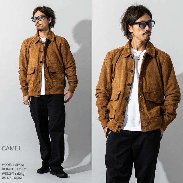 Liugoo Leathers 本革 スエードブルゾン A-1フライトジャケットType