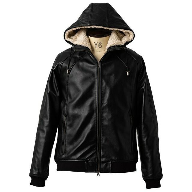 【y2k】RUBIK 本革　レザーパーカー　グランジ　ジャケット　ブラック　L Liugoo Leathers 本革 着脱ボアライナー付防寒レザーパーカー メンズ