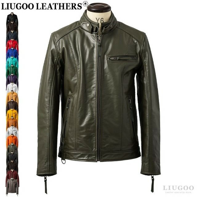 Liugoo Leathers リューグーレザーズ ライダース バッファロー Liugoo Leathers 本革 シングルライダースジャケット メンズ
