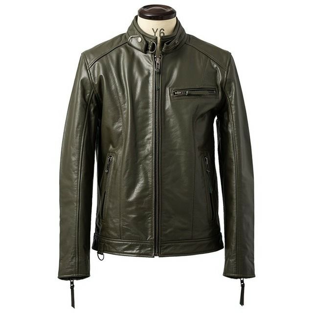 Liugoo Leathers 本革 シングルライダースジャケット メンズ