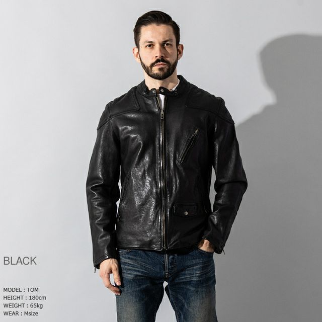 Liugoo Leathers 本革 フルベジ ビンテージ仕上げ シングルライダース