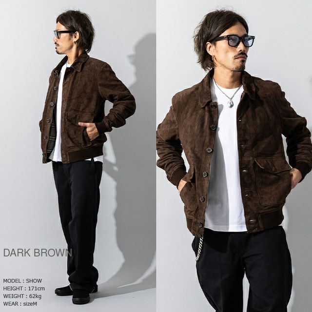 Liugoo Leathers 本革 スエードブルゾン A-1フライトジャケットType