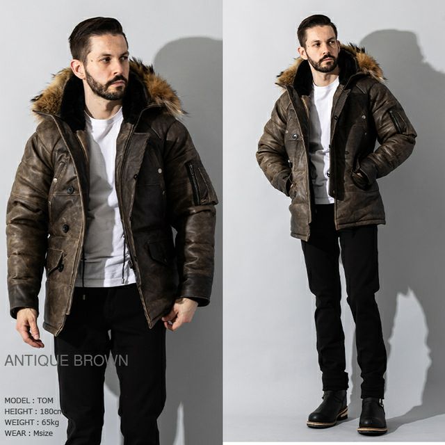 Liugoo Leathers 本革 N-3Bフライトジャケット レザーダウンジャケット